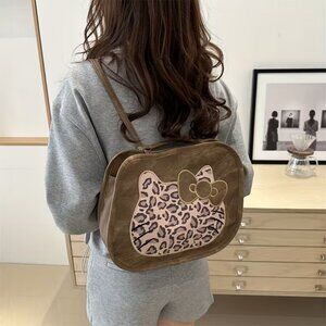 ' Hello Kitty Backpack with Bow & Leopard Print -  Convertible backpack